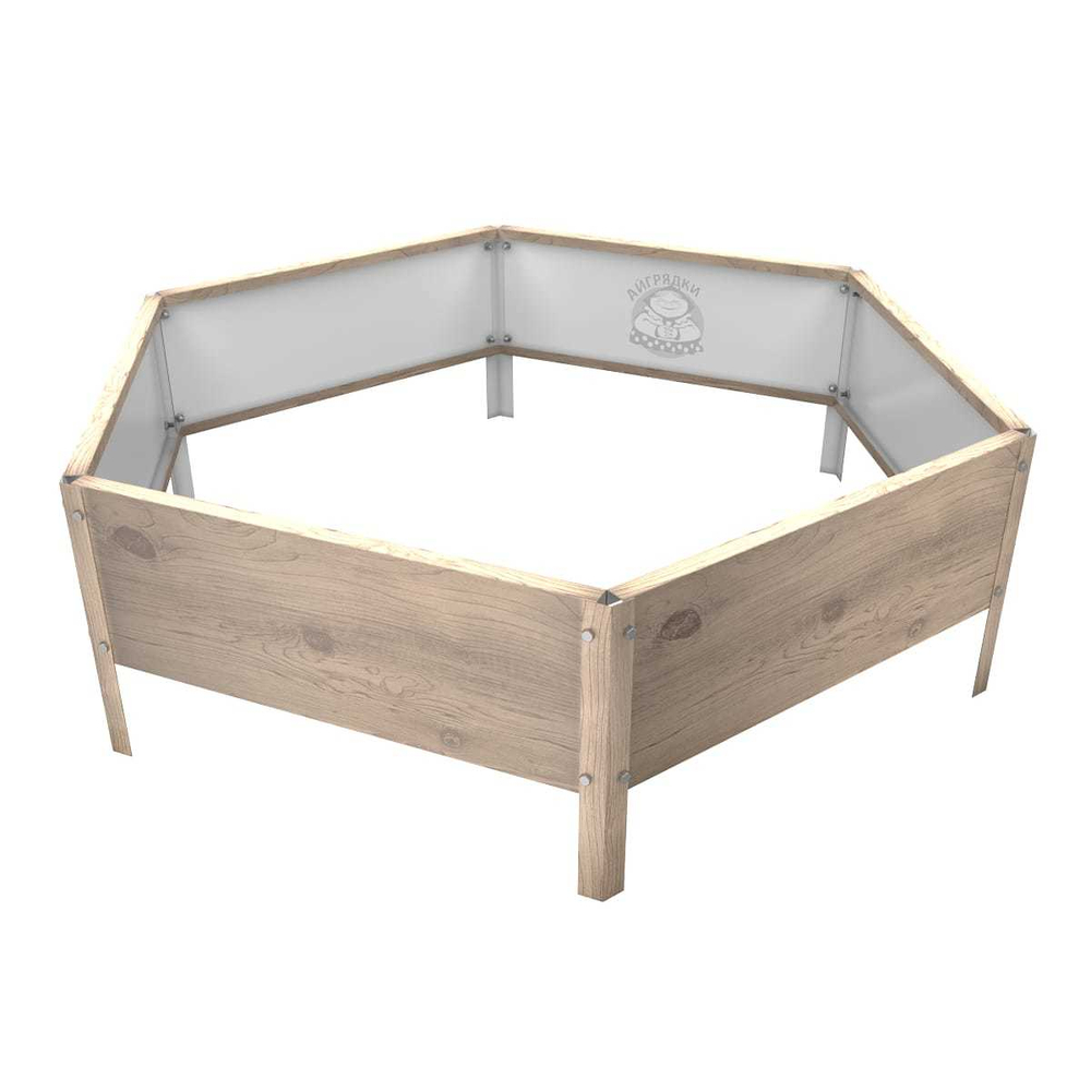 Клумба многоугольная оцинкованная с ножками 1 ярус Светлое дерево