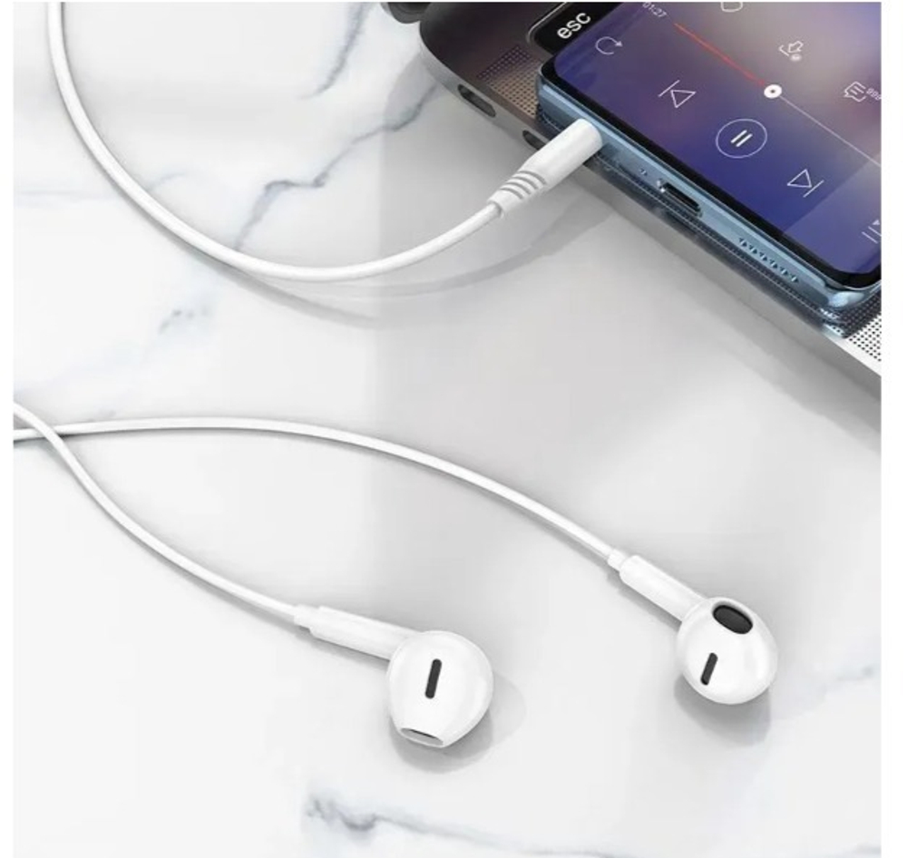 Наушники AUX разъём 3.5мм с МК длина 1.2м Borofone BM71 (White)