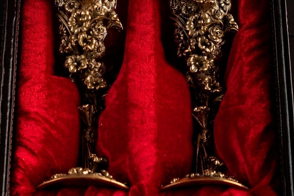 Набор бокалов для шампанского "Цветок" 2 шт. в подарочном футляре