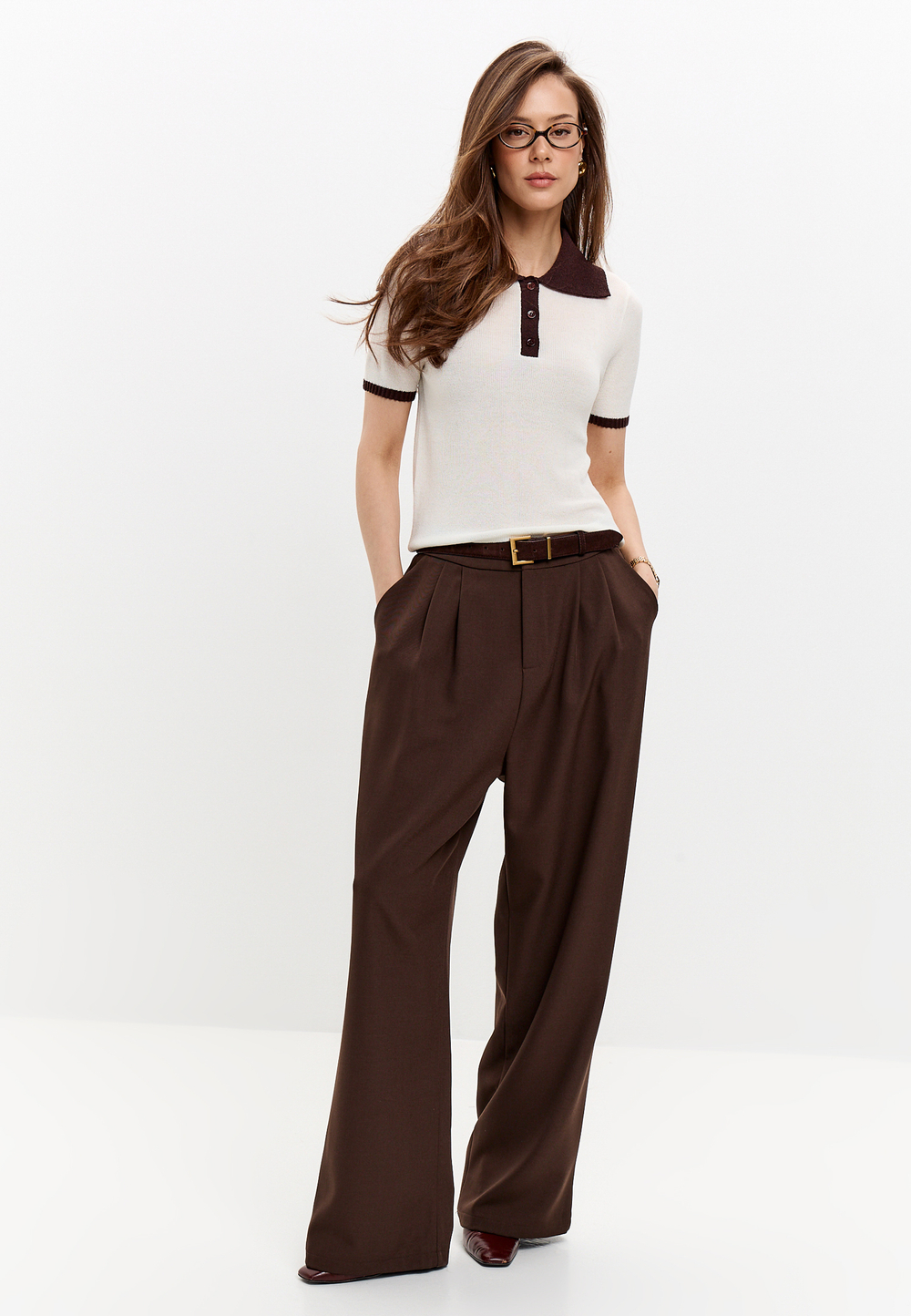 Поло с контрастным воротником