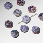 Бусина "Цветок", 16,5*10мм, фиолетовая, глазурированный фарфор