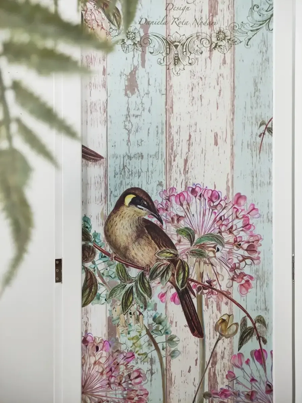 Ширма из массива дерева "Птички" 180см