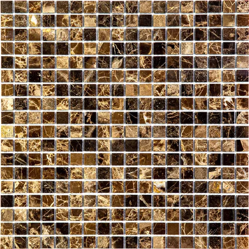 Ferato-15 slim POL Мраморная мозаика Bonaparte коричневый темный квадрат