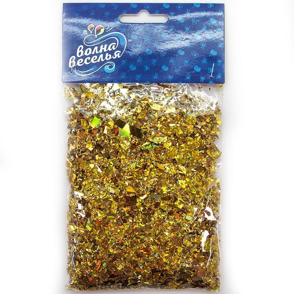 Конфетти дробленые Золото, Голография, 20 г.