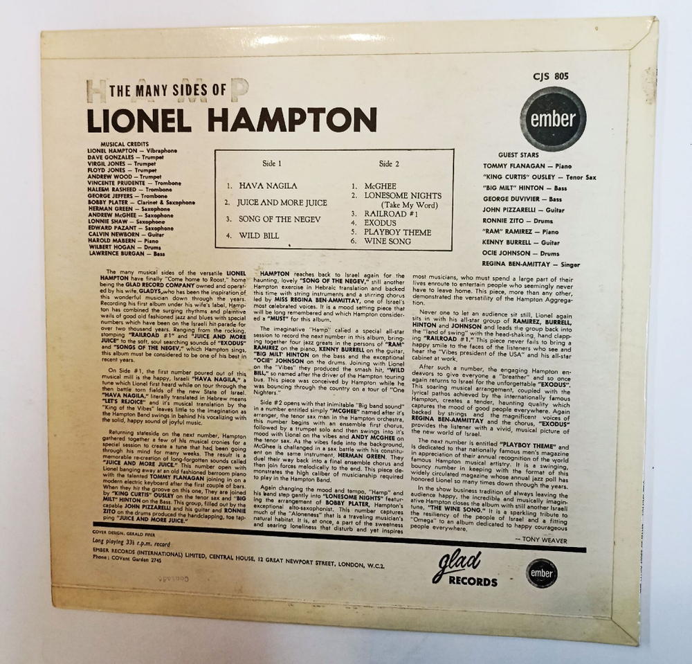 Винтажная виниловая пластинка LP Lionel Hampton And His Orchestra The Many Sides Of Hamp Volume 2 (UK 1963)
