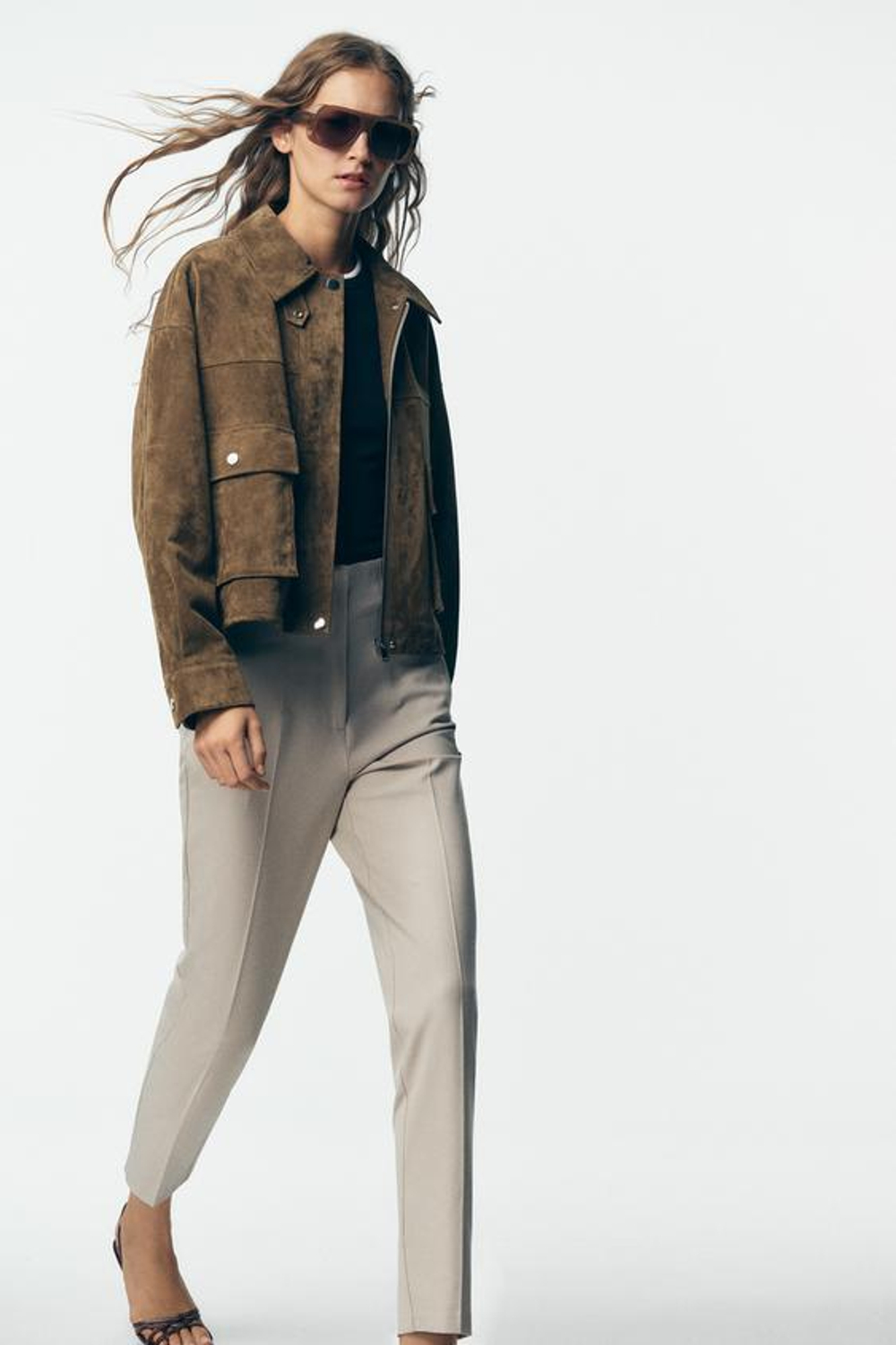 ZARA БРЮКИ С ВЫСОКОЙ ПОСАДКОЙ, БЕЖЕВЫЙ