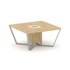 Steel Meet Стол переговорный квадратный KM-PR.B.SP-08 Тиквуд Светлый/Ваниль Глянец/Металл Серый 1600