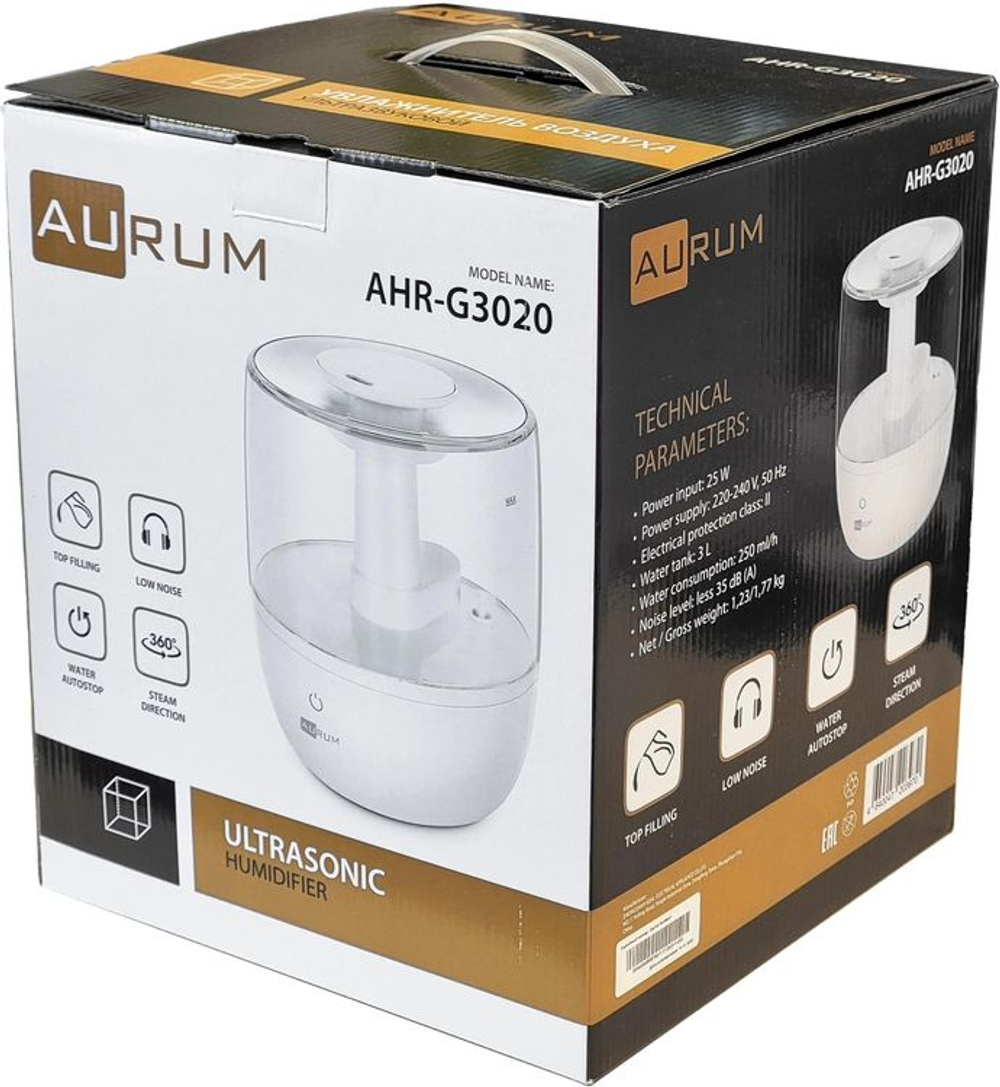 Увлажнитель воздуха ультразвуковой AURUM AHR-G3020,  3л,  белый