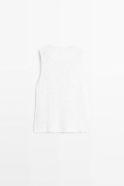 Massimo Dutti Топ из фактурного хлопкового трикотажа, белый