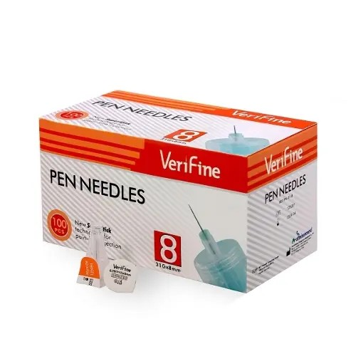 Иглы Verifine для инсулиновых шприц-ручек 0,25 мм (31G) × 8 мм, 100 шт.