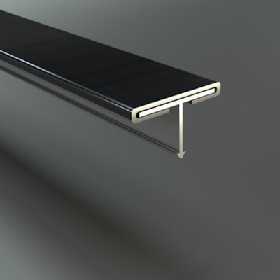 Декоративный T-образный профиль с алюминиевой вставкой ZTA, нержавеющая сталь шлифованная