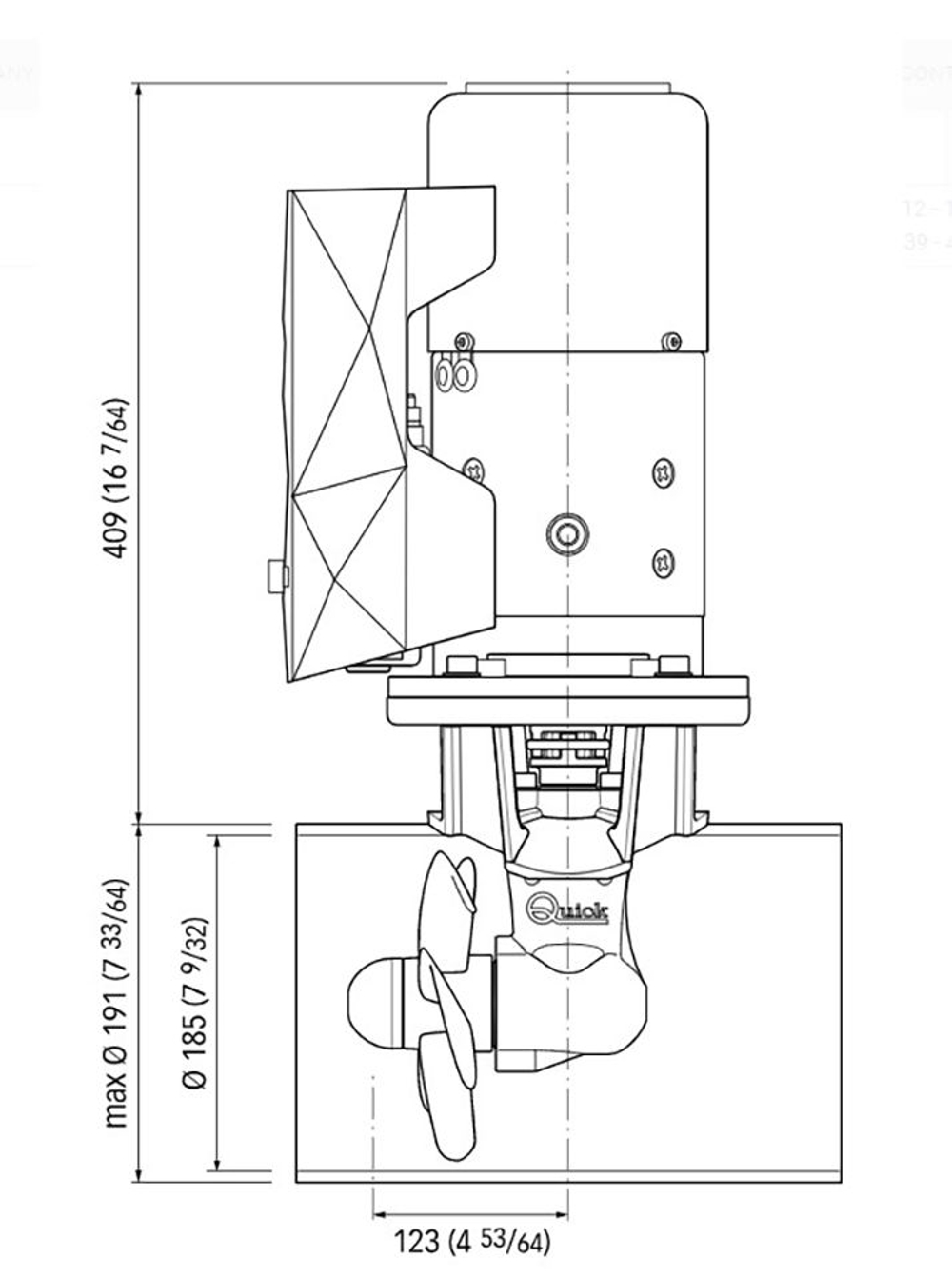 Подруливающее устройство, 6 кВт, 95 кгс, 12 В, 185 мм