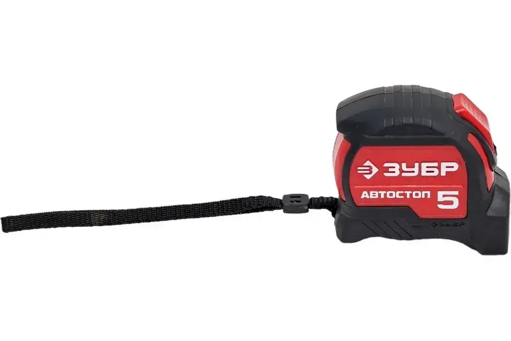 ЗУБР. Строительная рулетка 5 м х 25 мм. с автостопом и ударостойким обрезиненным корпусом