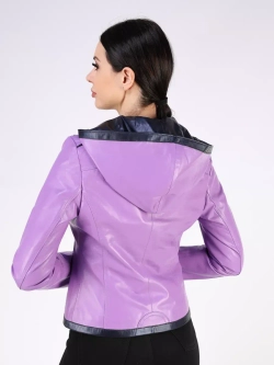 Кожаная куртка демисезонная с капюшоном