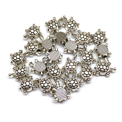 Бусины "Черепашки" 9х6 мм (20 шт), под серебро