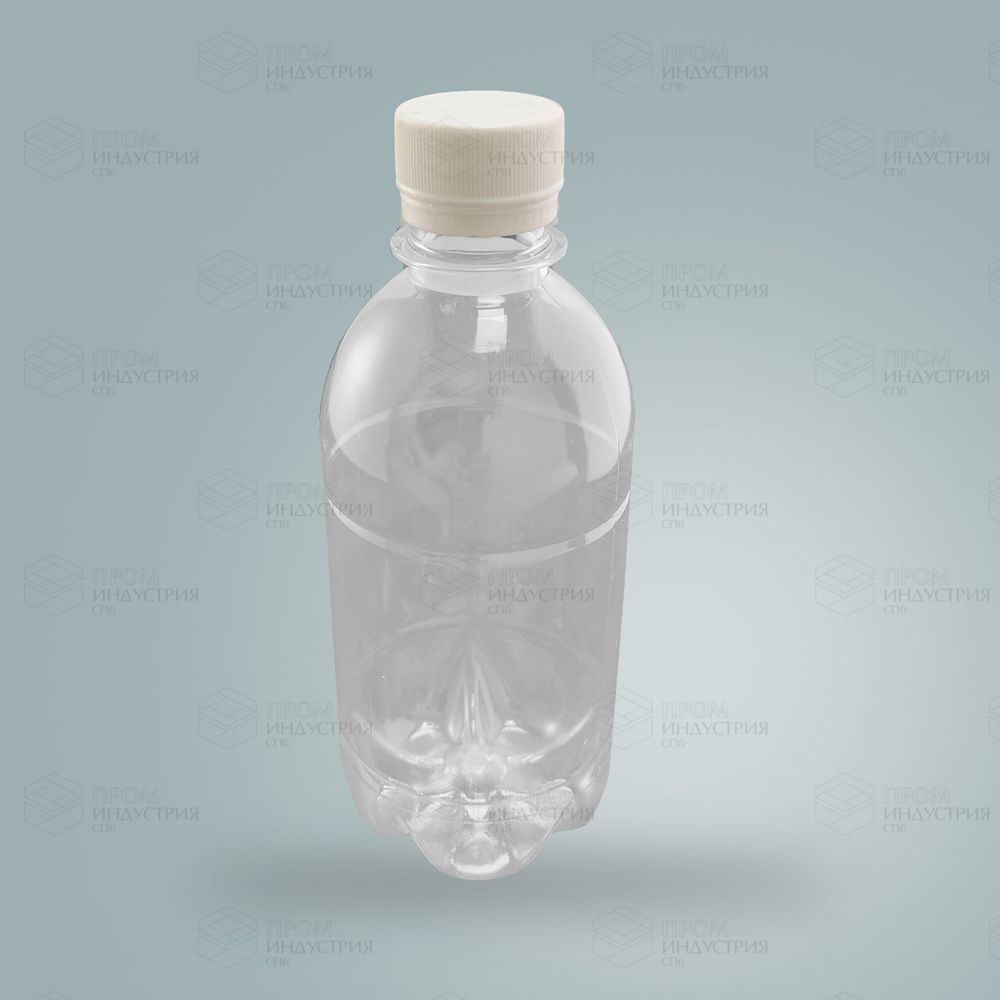 Бутылка ПЭТ 0,33 л круглая прозрачная узкое горло 28мм с крышкой