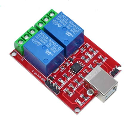Модуль реле 2 канала с USB-В входом,  DC 5V  для Arduino АС250В, 10А