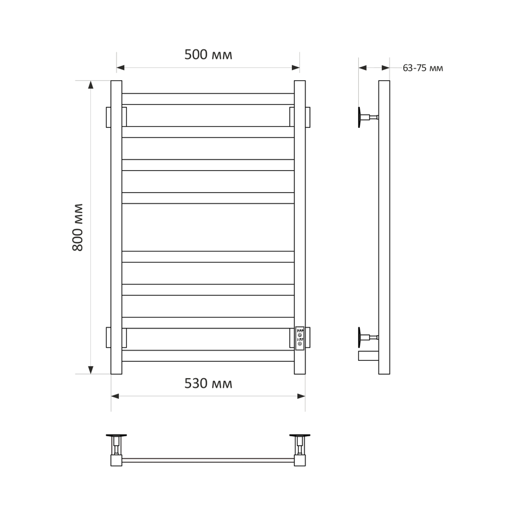 Полотенцесушитель MIXLINE TRIUMPH  80х50 (таймер, 415 Вт, 8 перекладин) электрический БЕЛЫЙ