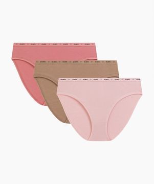 Женские трусы спорт (3шт) Atlantic 3CLP-010, хлопок, темно-розовый + темно-бежевый + серебристо-розовый