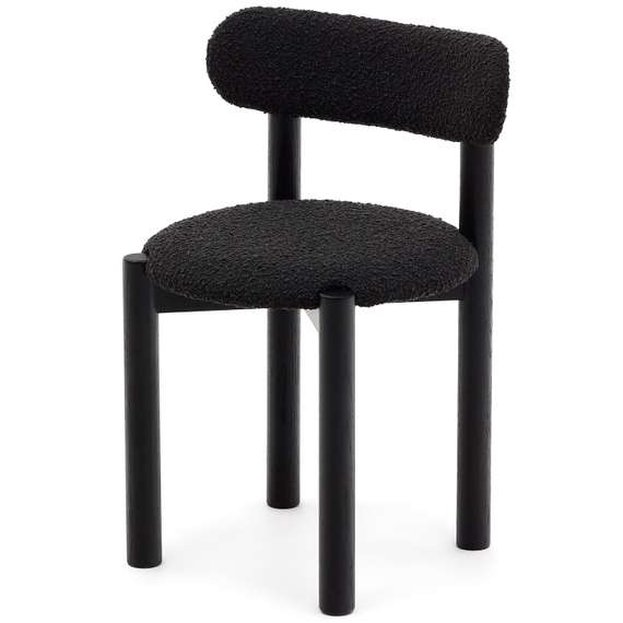 Стул Nebai из черной ткани букле и массива дуба с черной отделкой