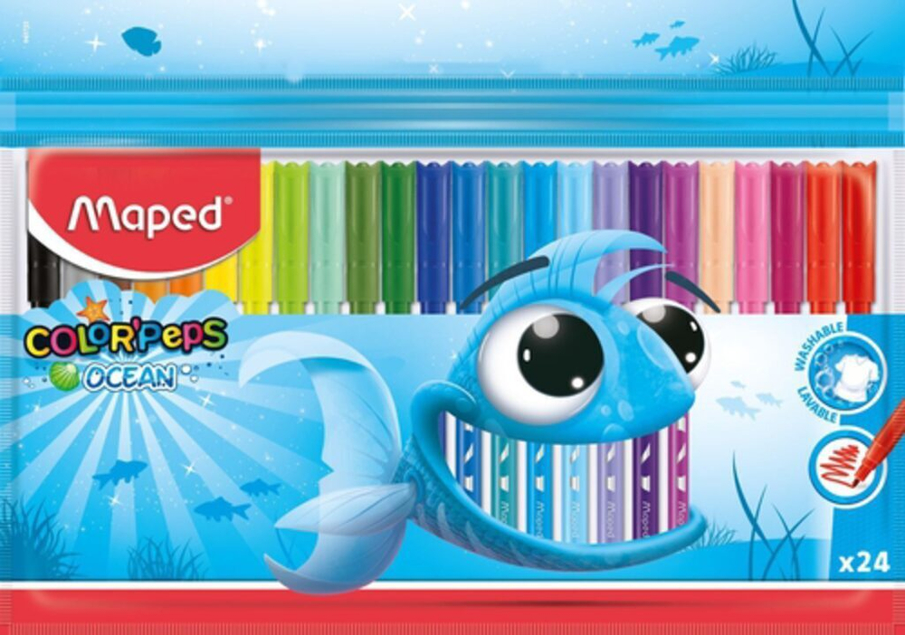Фломастеры  24цв "Maped. Color peps ocean", суперсмываемые
