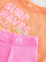 Толстовка и шорты-велосипедки в комплекте для девочки Next AD3-950, Оранжевый, Розовый