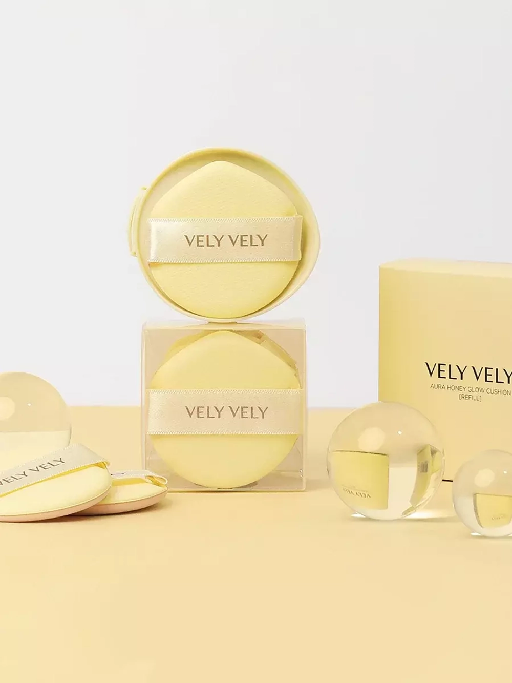 Vely Vely Спонж для кушона Honey Glow Coating Puff 5 шт
