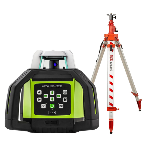 Комплект: ротационный нивелир RGK SP-612G с калибровкой + элевационный штатив RGK SH-340