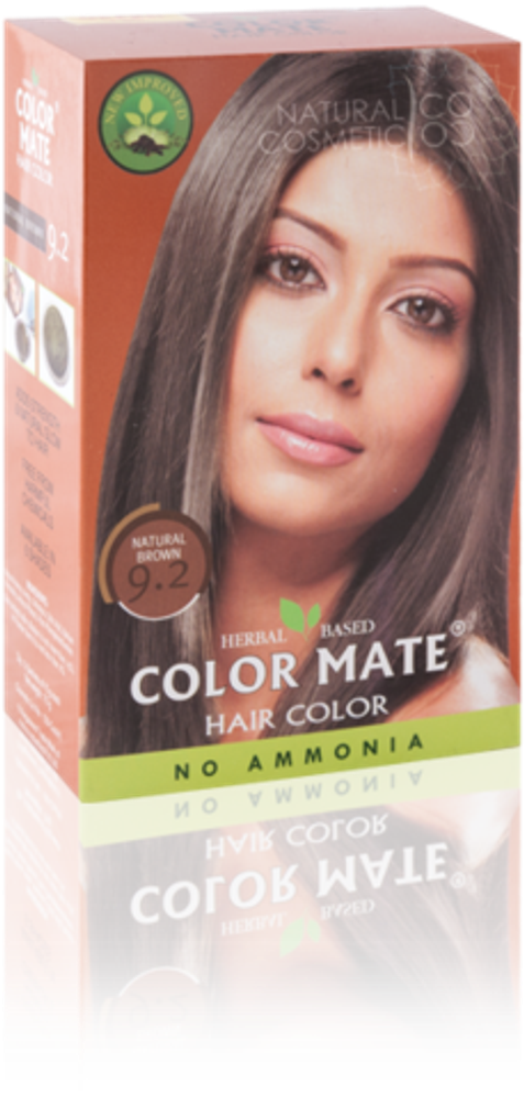 Краска для волос на основе хны Color Mate Natural Brown 9.2 Натуральный коричневый 100% окрашивание седины