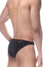 Мужские трусы-слипы с разноцветными звездами (Размер: XL) (Цвет: черный)