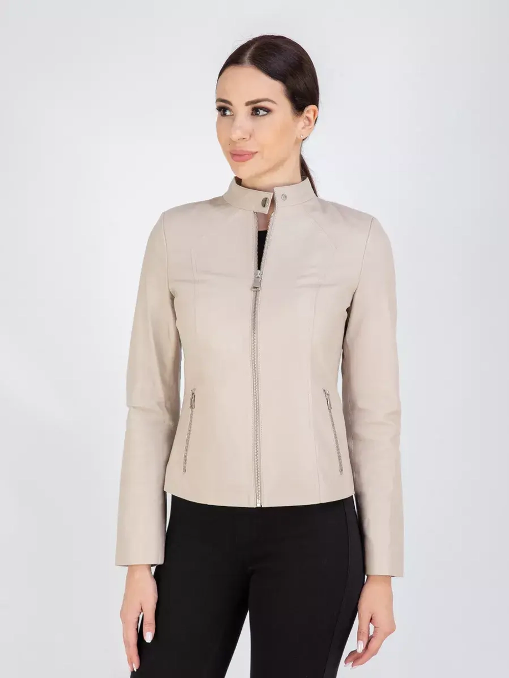 Кожаная куртка демисезонная на молнии