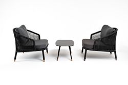 "Верона" лаунж-зона 5-местная плетеная из роупа (веревки), каркас алюминиевый темно-серый, роуп темно-серый