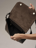 Сумка кожаная на плечо коричневый торф