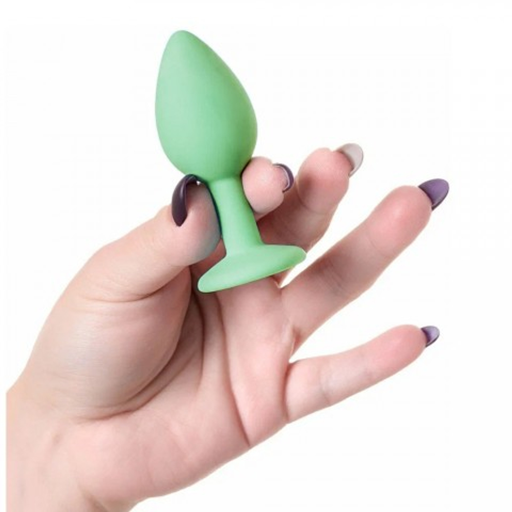 Анальная пробка с зеленым кристаллом Gamma, цвет салатовый (CORE) (M)