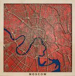Карта города из дерева 60 х 60 см Москва Red