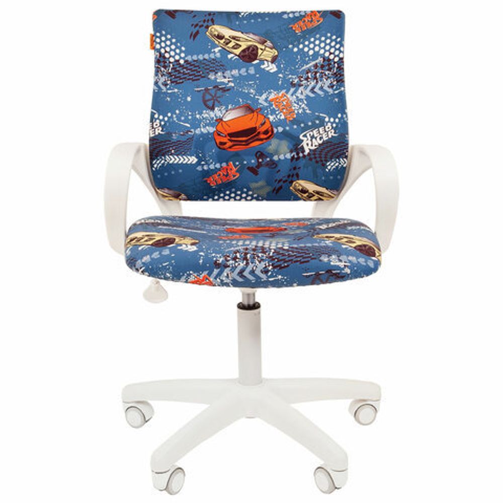 Кресло детское СН KIDS 103, с подлокотниками, синее с рисунком "Машинки", 7027830