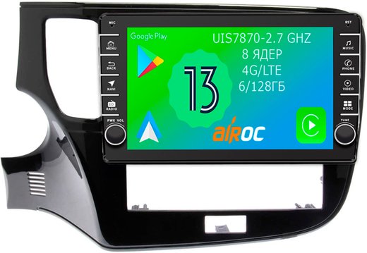 Магнитола для Mitsubishi Outlander 3 2019-2022 (прямоугольный климат) - Airoc AB-2617 (кнопки и крутилки), Android 13, TS20, 6/128Гб, SIM-слот, CarPlay