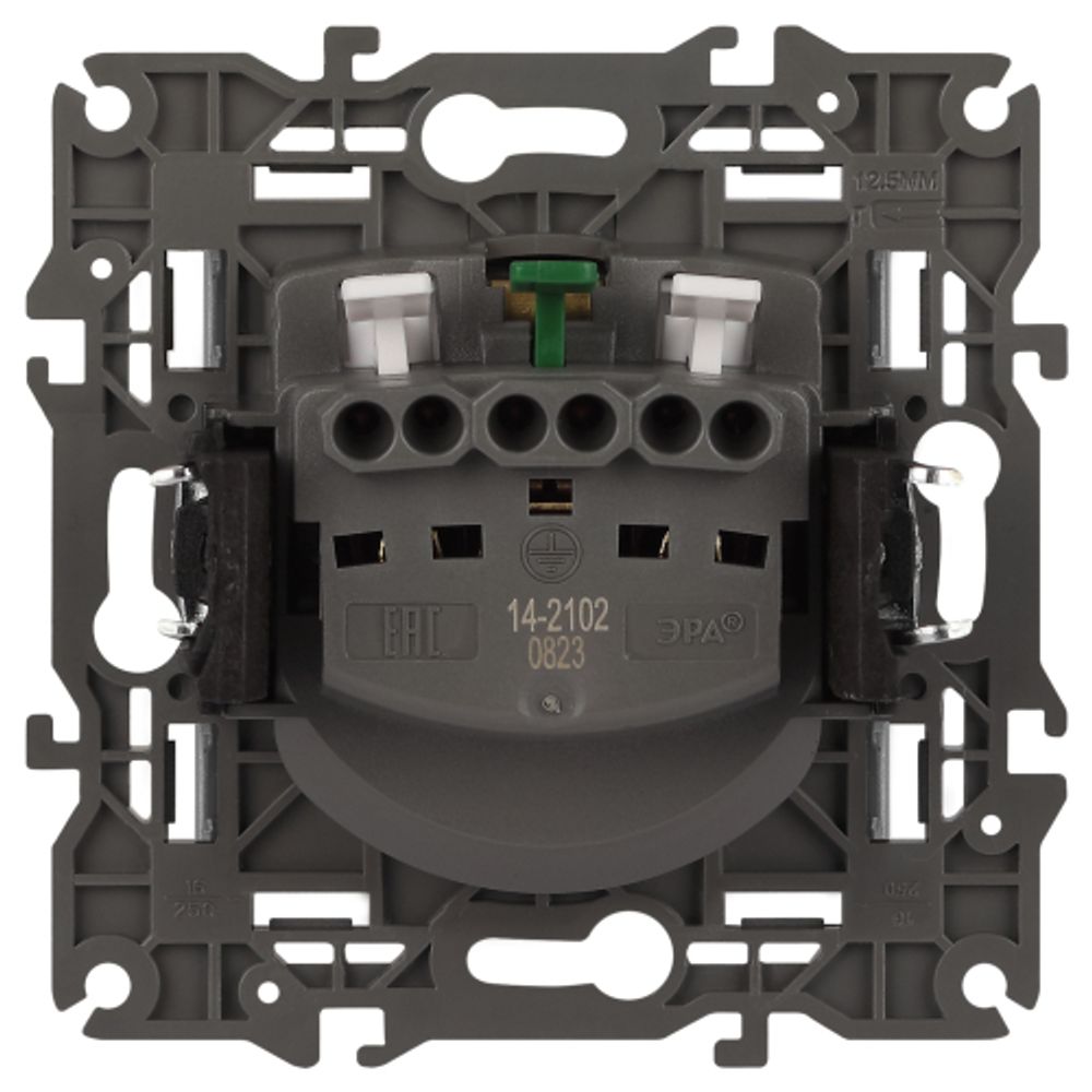 Розетка ЭРА Elegance 14-2102-03 с заземлением 2P+E Schuko со шторками 16A-250В IP20 алюминий