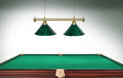 Лампа STARTBILLIARDS 2 пл. (плафоны зеленые,штанга золотая,фурнитура золото)