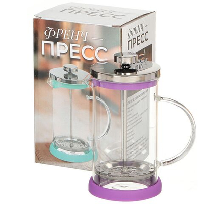 Френч-пресс 0.6 л, стекло, нержавеющая сталь, фиолет