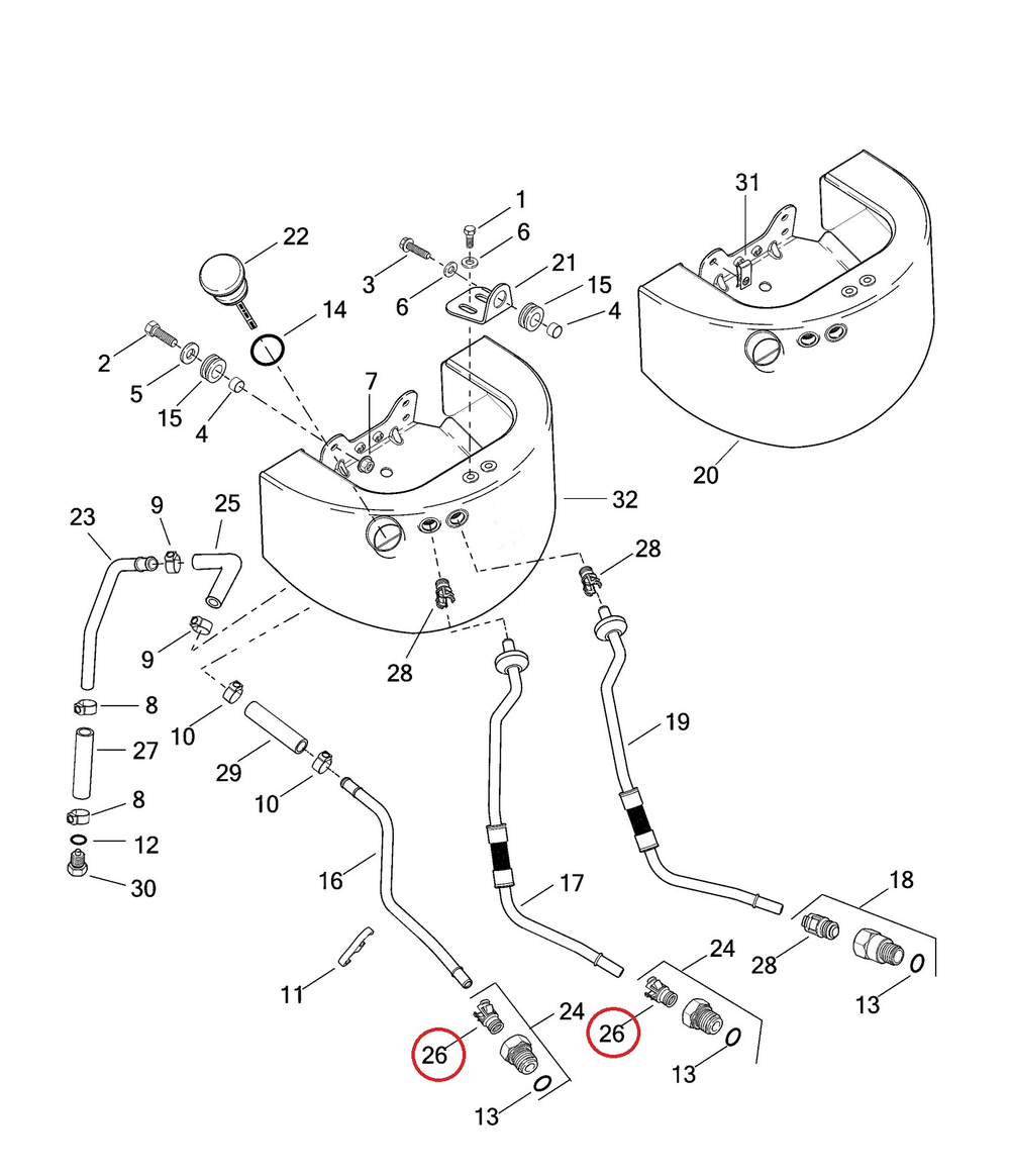 Фиксаторы масляных шлангов #1 00-17 Softail