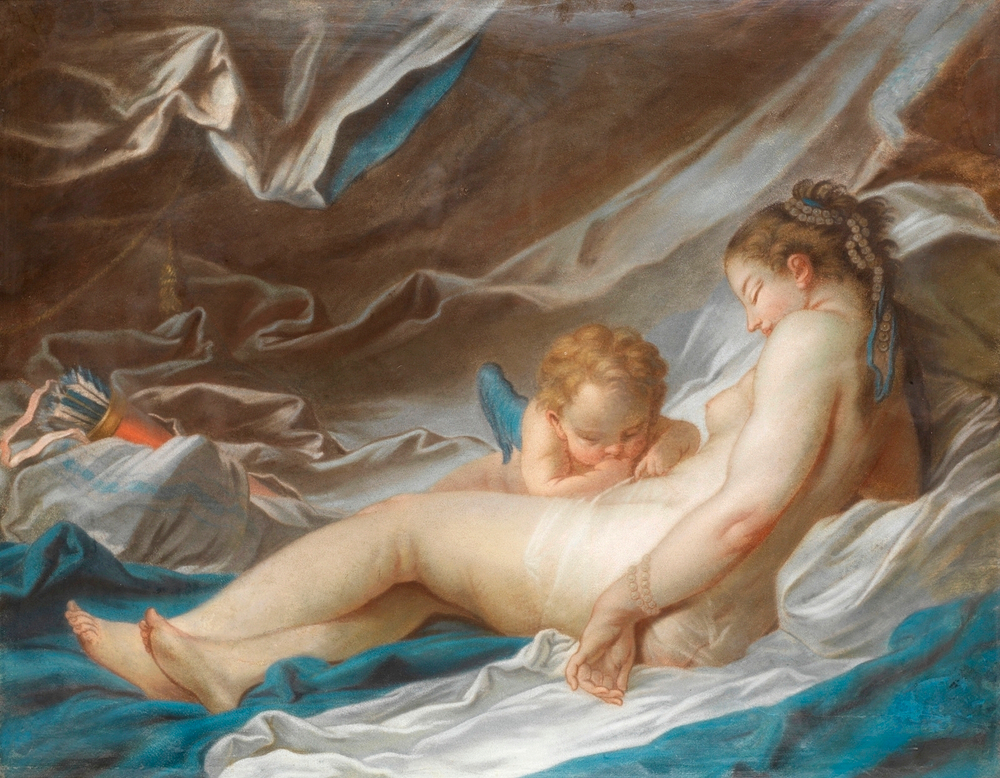 Франсуа Буше. Венера и Амур (Venus and Cupid). 56 х 71. Пастель. Частное собрание.