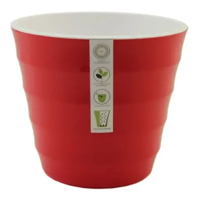 Горшок пластиковый с вкладкой Лаура 2,3л, d.17 h.15, красный