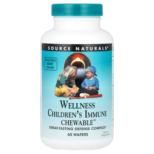 Source Naturals, Wellness Children's Immune Chewable ™, вкусные ягоды, 60 вафель