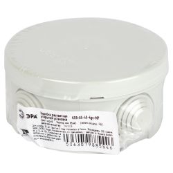 Распаячная коробка ЭРА KOR-85-40-4gv-MP серая 85х40мм с гермовводами 4 входа прямой монтаж IP55