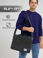 Сумка для ноутбука 15,6" и 17" с ремнем на плечо и 3 отделениями (Серый)