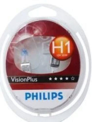 Автолампа H1 12V 55W Philips  +60% Vision Plus (P14,5s) (кт2шт) P-12258VPS2