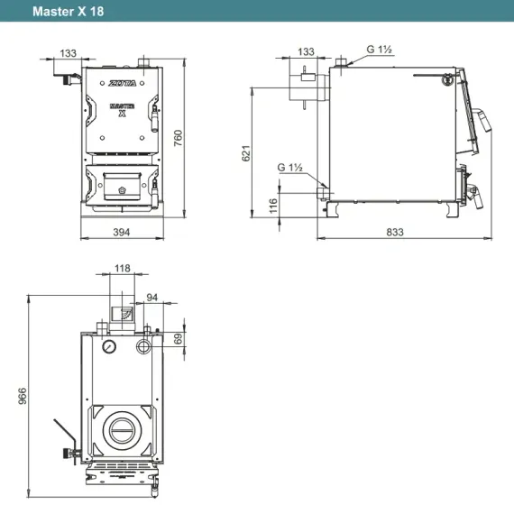 Котел твердотопливный ZOTA Master-X 18-П кВт 33607