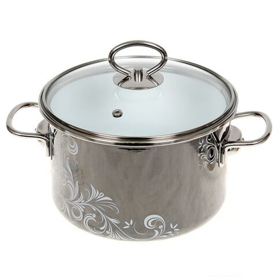 Кастрюля сталь, эмал, 3 л, с крыш, Vitross, Iseberg, 8SD185S, мокр асф, индукц