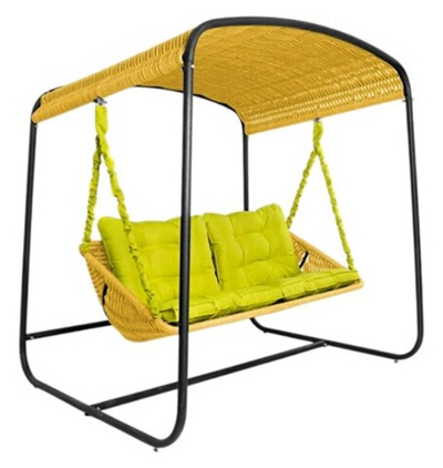 Качели DeckWOOD Sky Bed Lite (желтый, подушка зеленая)
